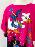 Magenta Hand Embroidered Donald Duck Caftan L|XL