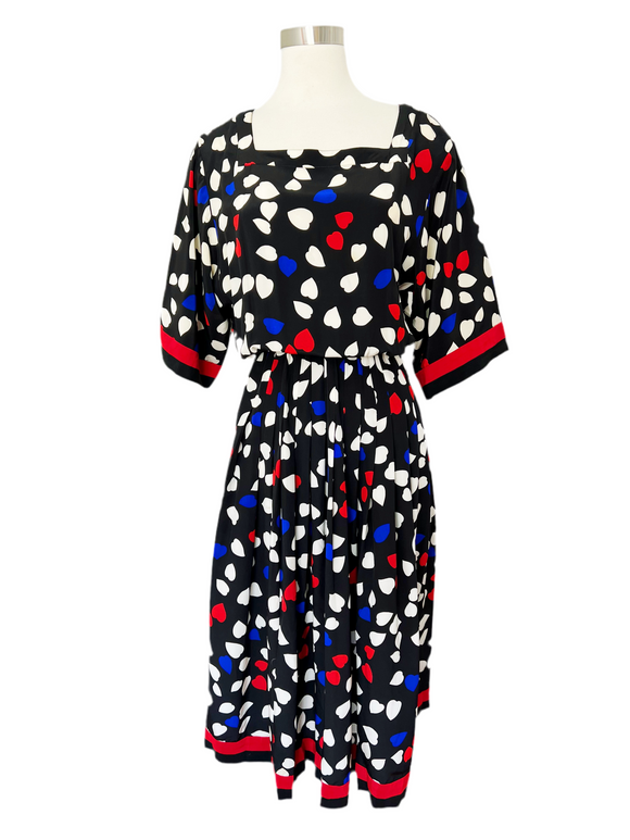 Albert Nipon Silk Hearts Dress | Medium