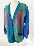 Color Block Acrylic Cardigan Sweater | XL