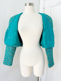 Cropped Teal Linen Jacket | Medium