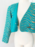 Cropped Teal Linen Jacket | Medium
