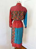 Carole Little Silk Paisley Print Skirt Set | Large
