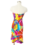 Colorful Silk Dot Strapless Dress | Medium