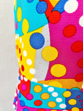 Colorful Silk Dot Strapless Dress | Medium