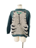 Wool Hand Knit Cat Sweater | XL