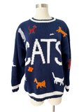 Navy Blue Ramie/Cotton Cat Sweater | XL