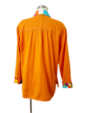 Juicy Orange Cotton Shirt Jacket with Colorful Trim | XL