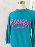 Teal and Neon Pink “Heaven” Raglan Sweatshirt | Medium